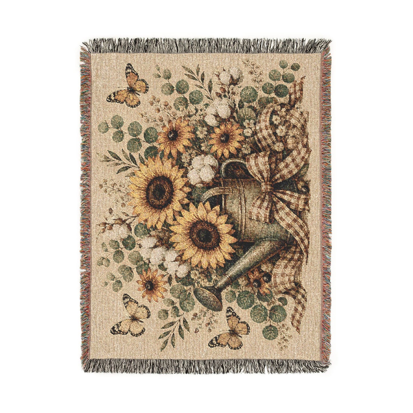 Sunflower Bouquet Woven Blanket — Vintage Floral Throw