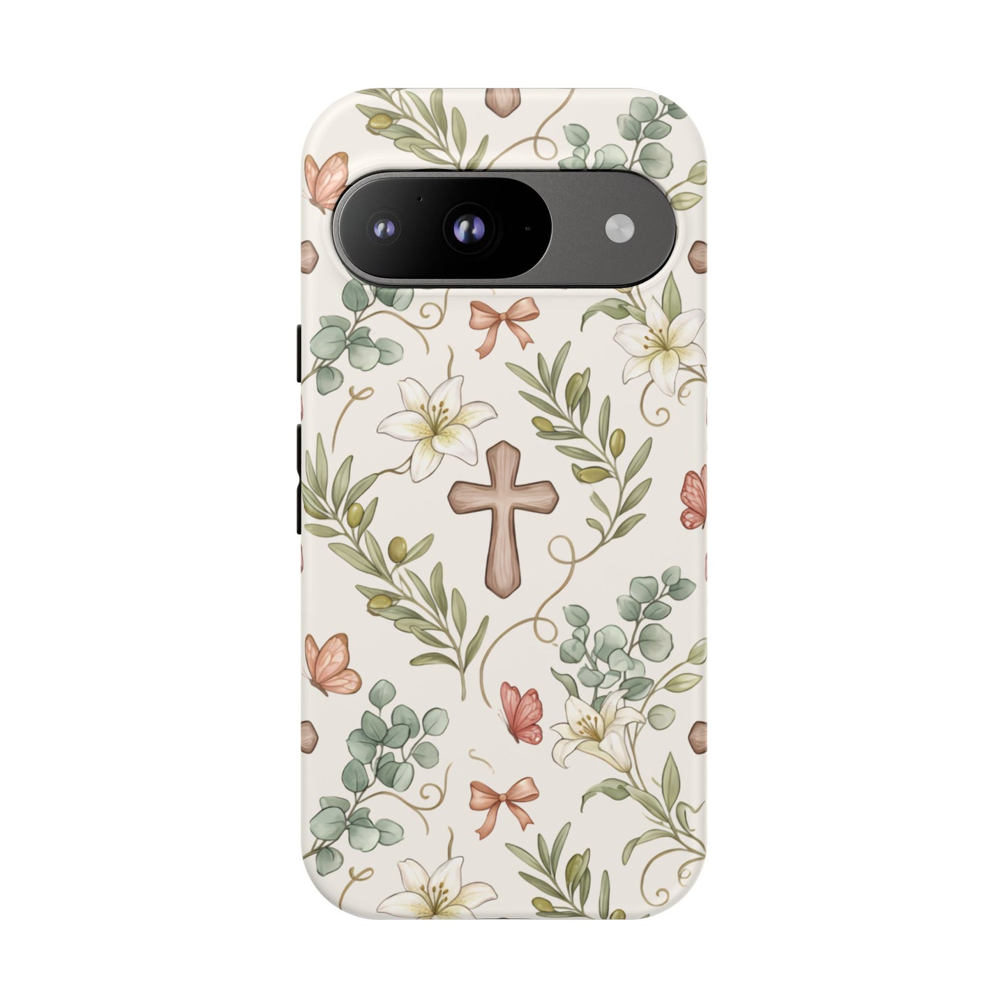 Floral Cross Tough Phone Case – Faith-Inspired Protective iPhone Cover
