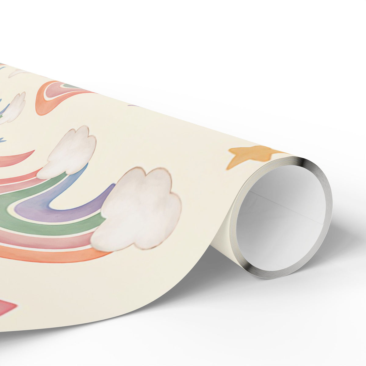 Wrapping Paper Roll — Pastel Rainbow & Cloud Gift Wrap (Neutral Baby Shower, Birthday, Nursery)