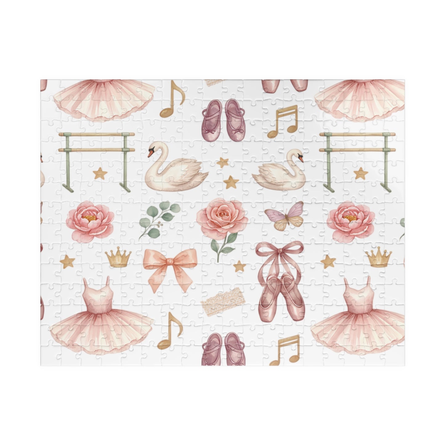 Ballet Dreams Jigsaw Puzzle — Pink Tutus, Ballet Shoes & Swan Pattern (110–1014 pcs)