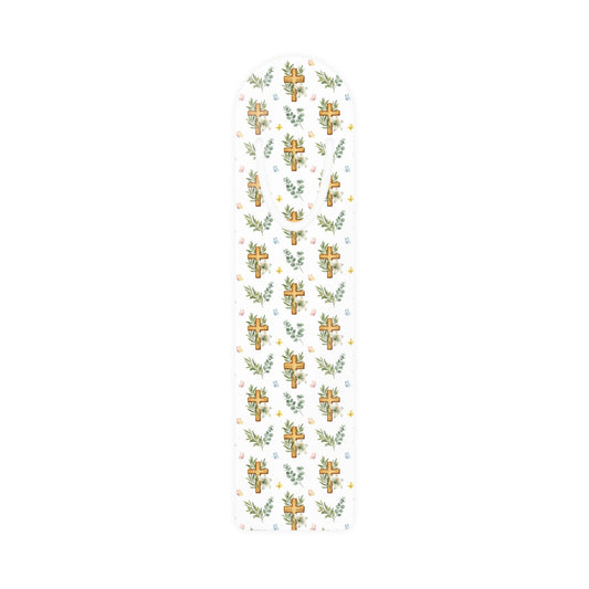 Floral Cross Bookmark — Religious Christian Bookmark with Yellow Floral Cross Pattern