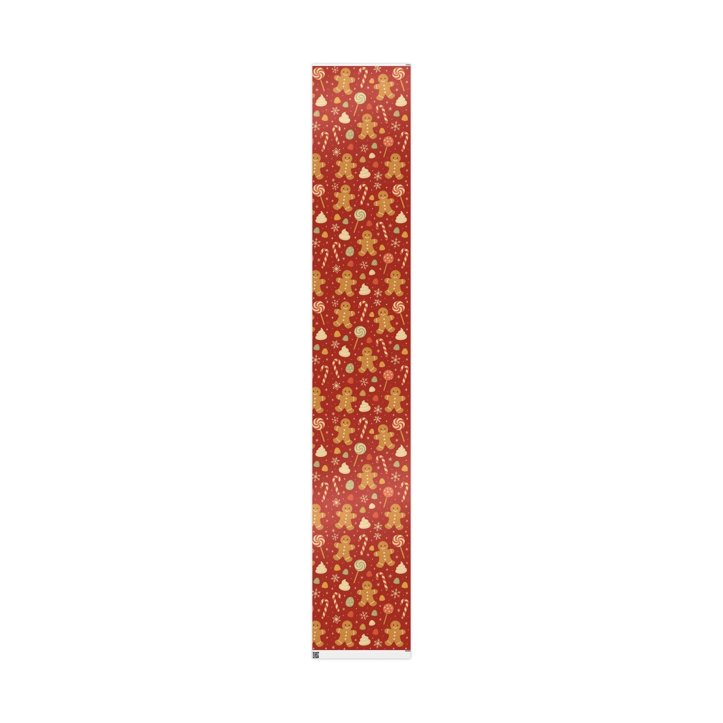 Gingerbread Christmas Wrapping Paper – Candy Canes, Gumdrops & Snowflakes on Red