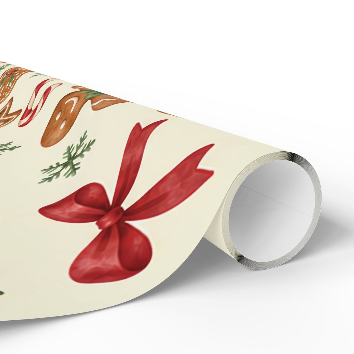 Christmas Candy Cane & Gingerbread Wrapping Paper