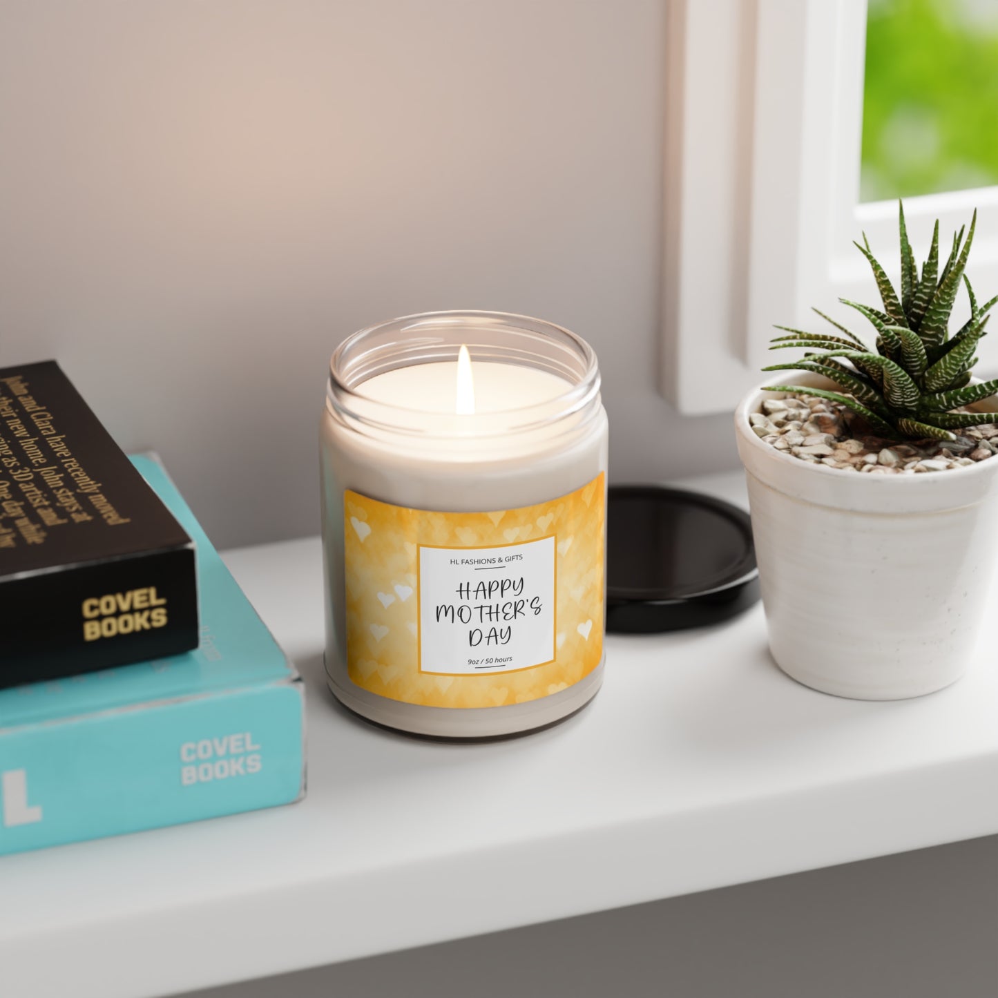 Happy Mother's Day Soy Candle - Yellow Hearts