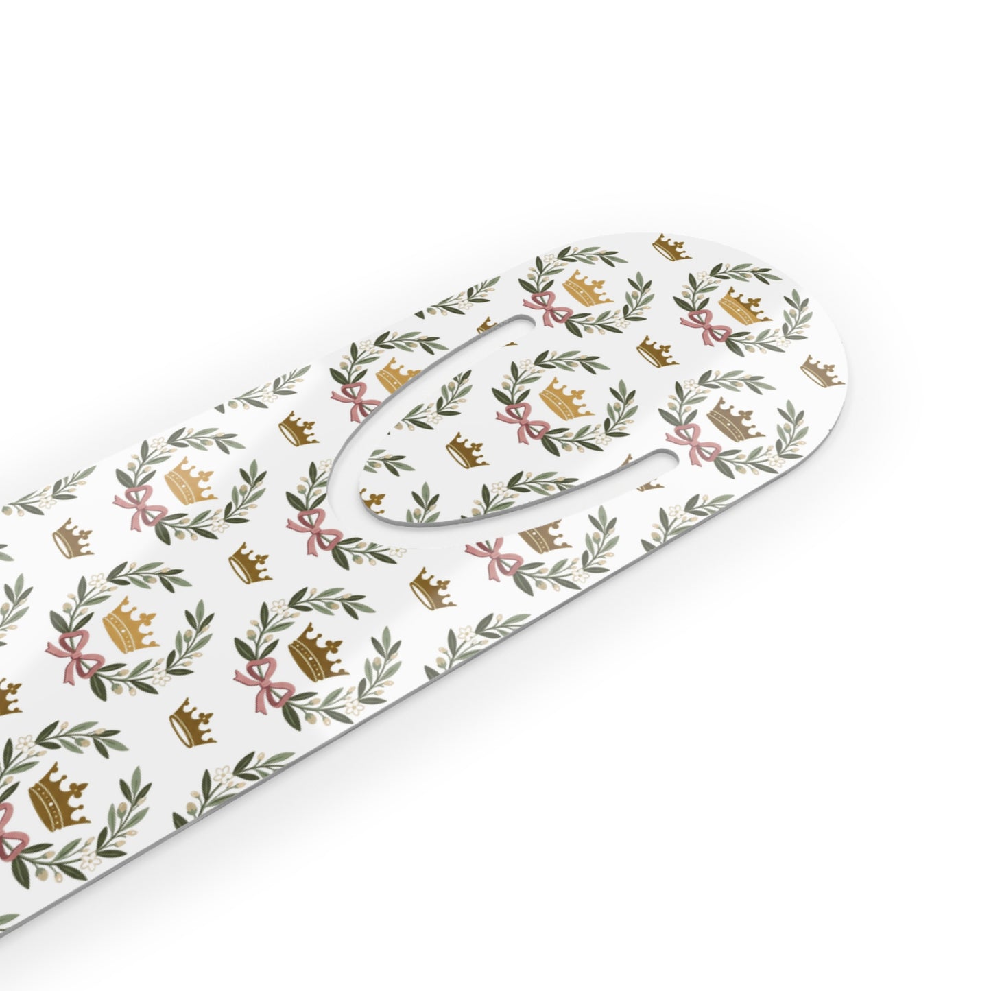 Floral Crown Pattern Bookmark – Vintage Botanical Metal Bookmark