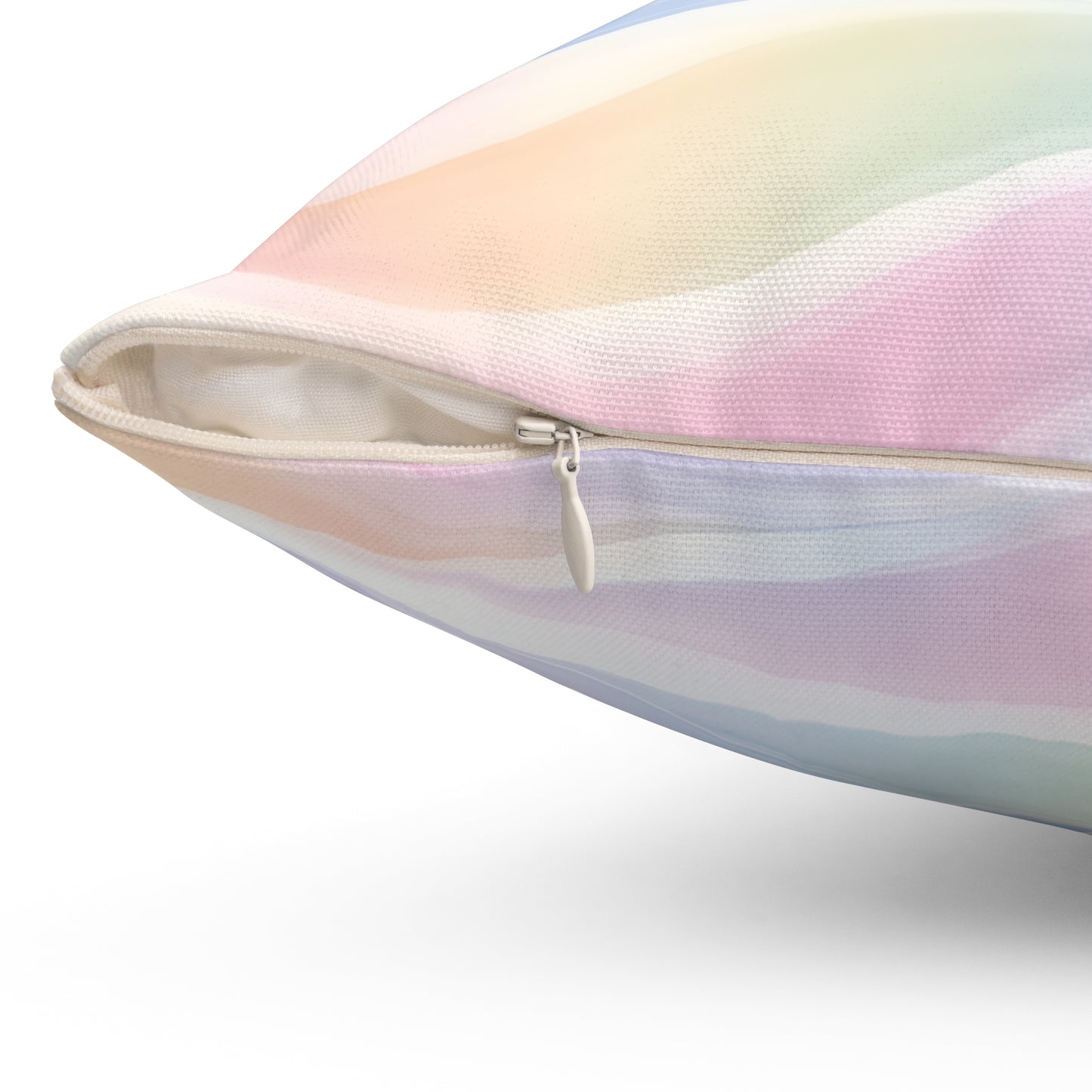 Pastel Wave Decorative Pillow – Soft Rainbow Abstract Square Throw Pillow