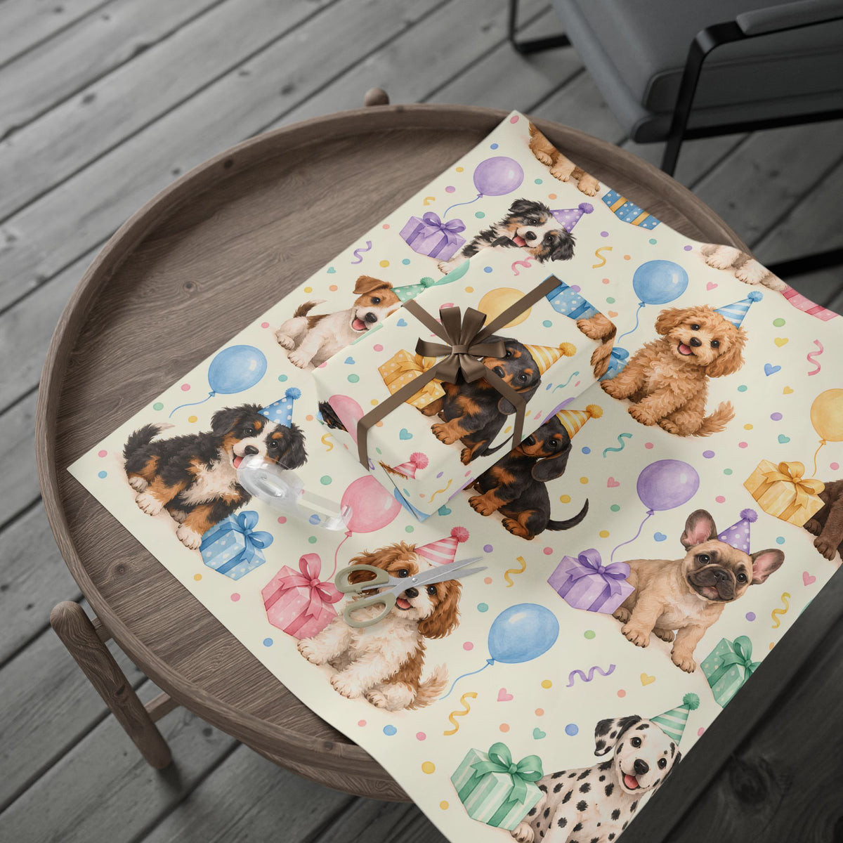 Dog Birthday Wrapping Paper — Cute Puppy Party Gift Wrap