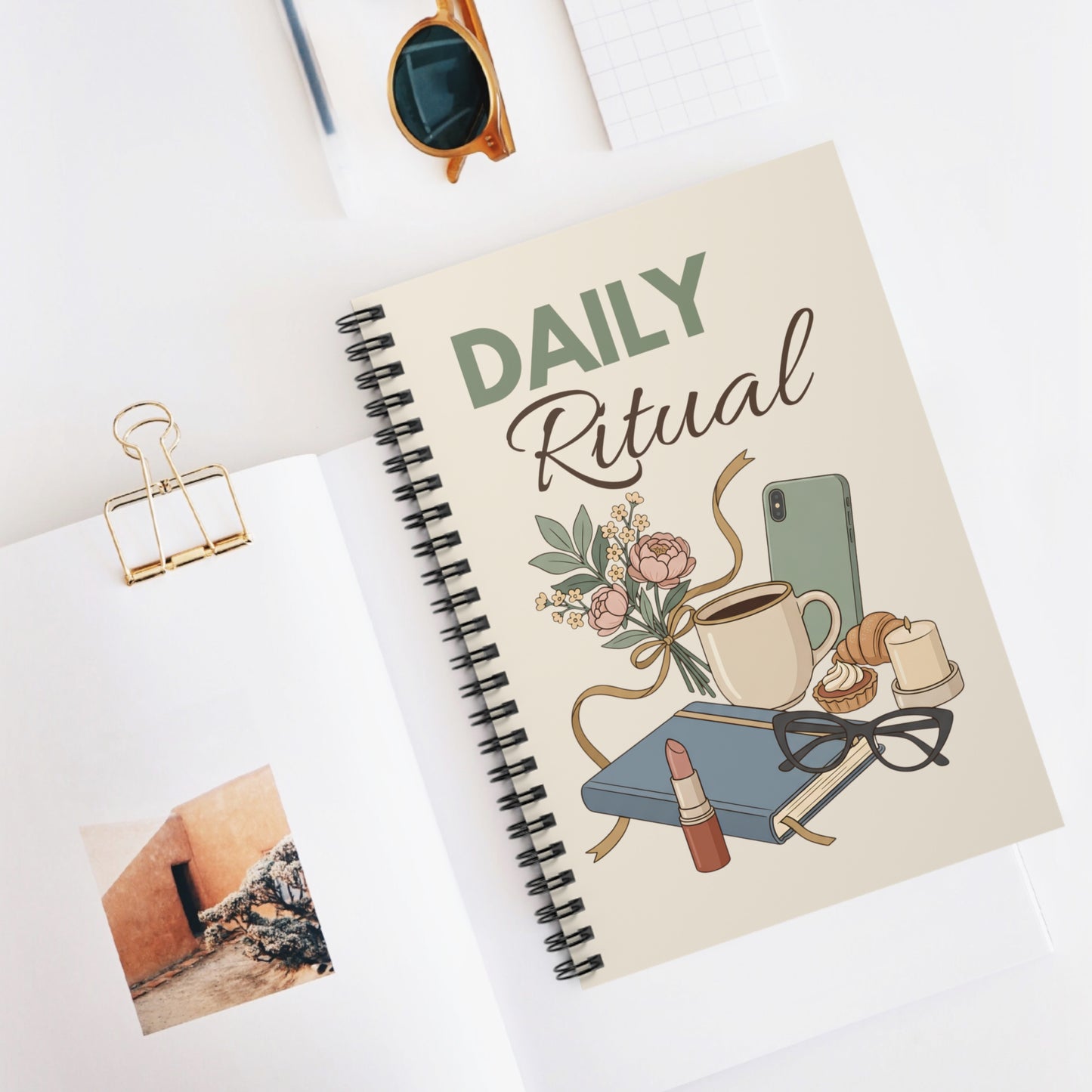 Daily Ritual Spiral Notebook — Cozy Morning Journal for Coffee, Self-Care & Planning