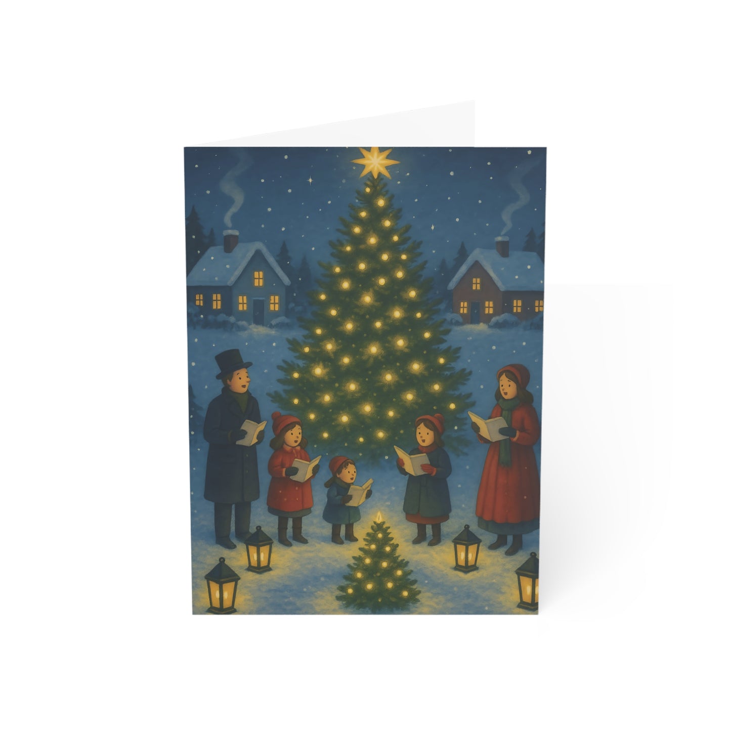 Family Christmas Carolers Greeting Card – Premium 270gsm Paper, Includes Envelope