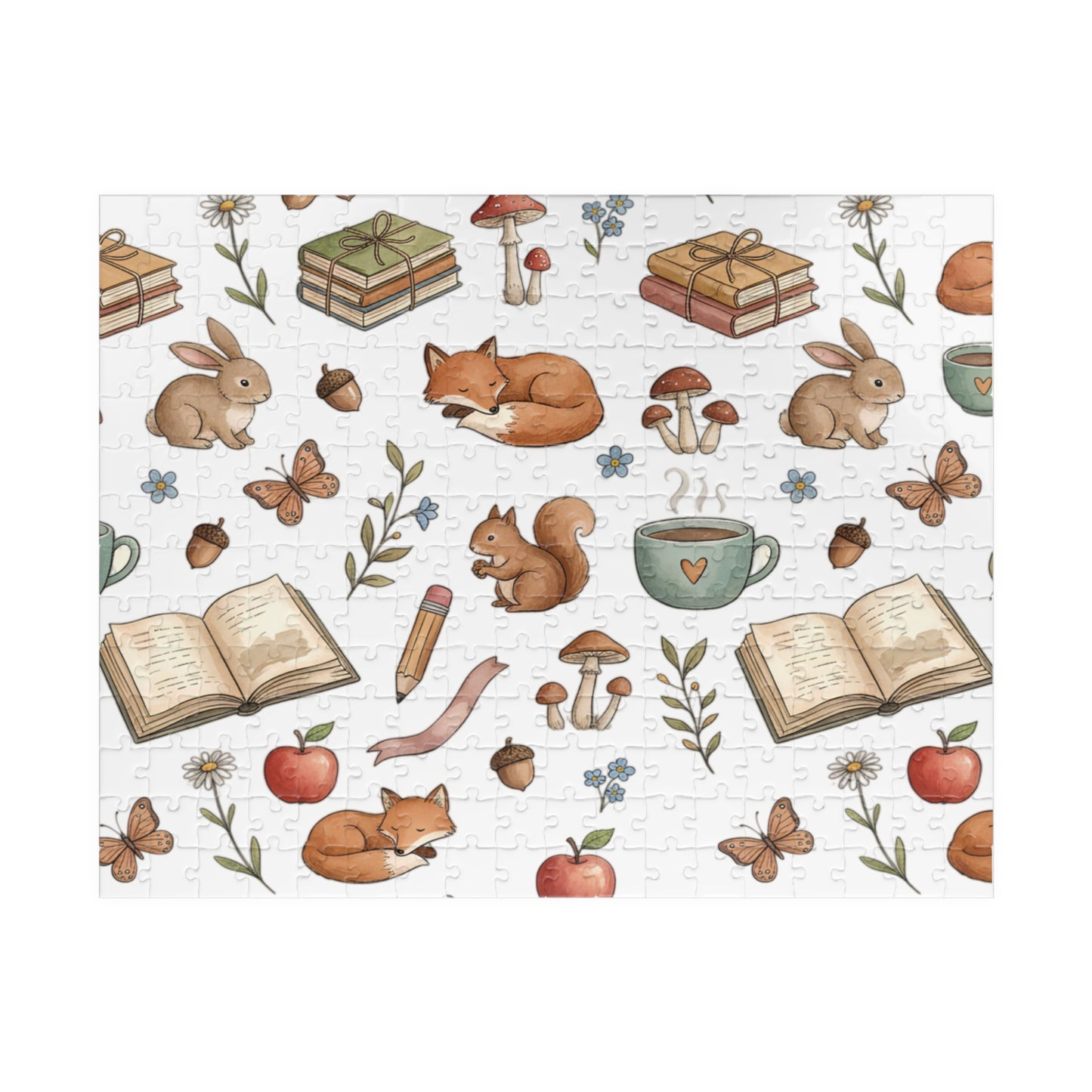 Cozy Woodland Reading Puzzle — Cute Fox, Bunny & Squirrel 110–252 pcs