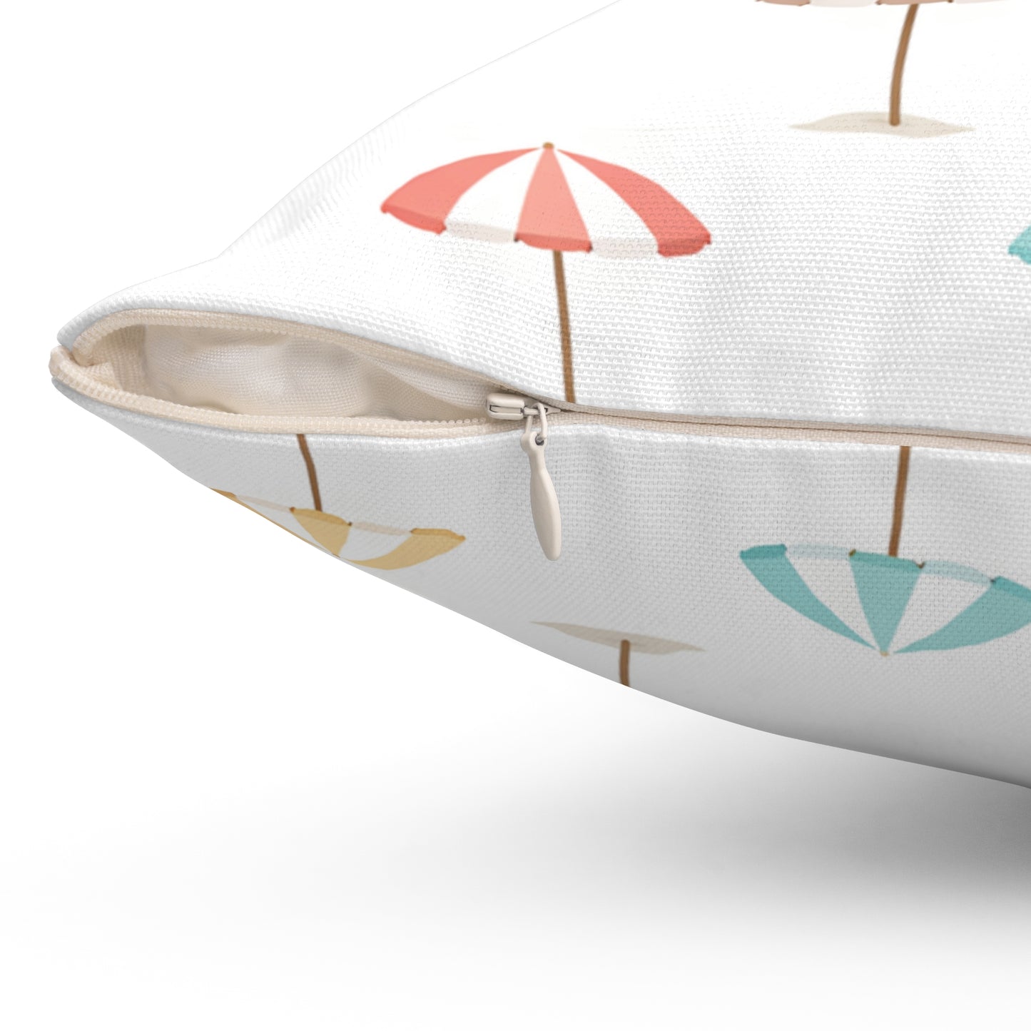 Beach Umbrella Pattern Spun Polyester Pillow — Pastel Tropical Throw Pillow