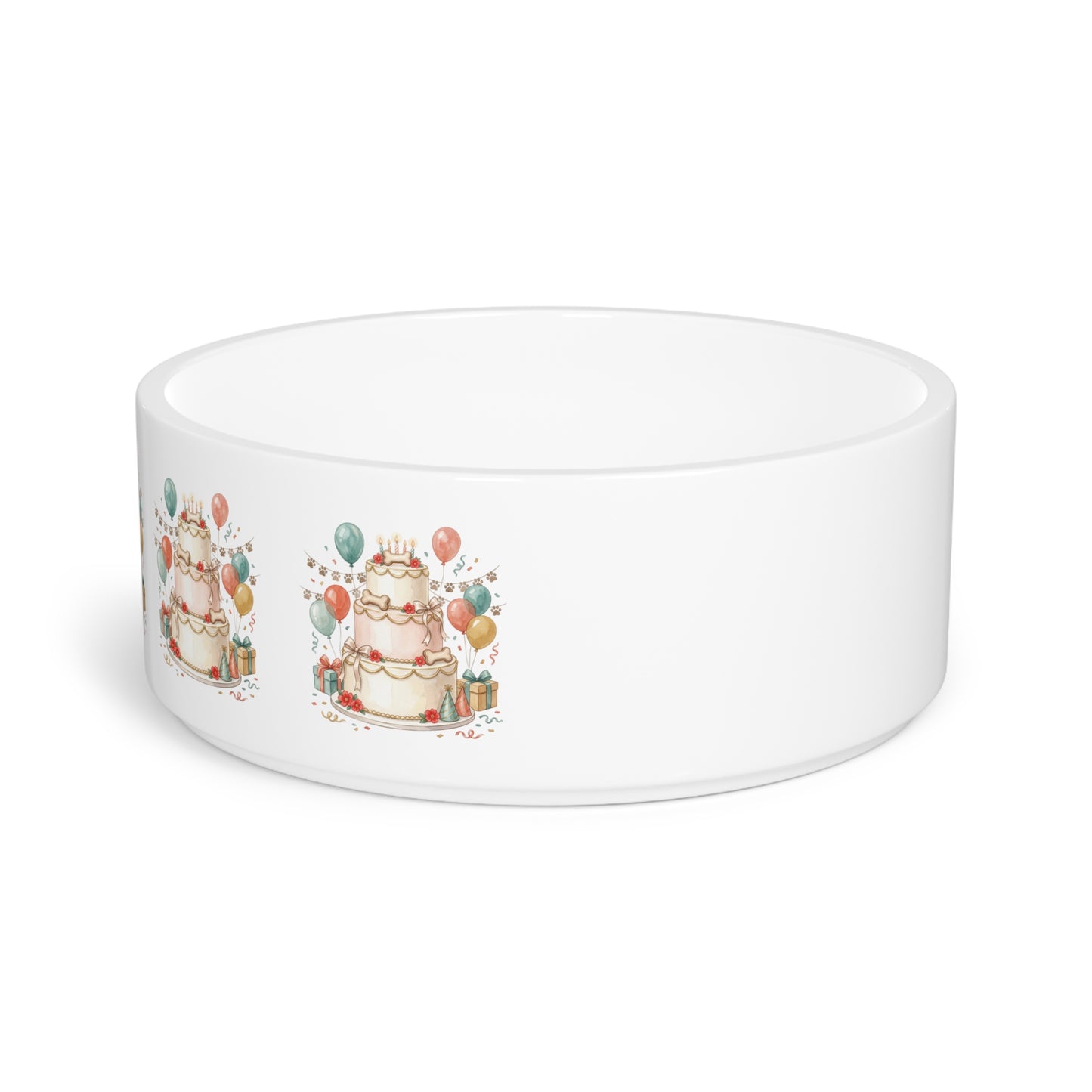 Pet Bowl — Birthday Cake Party Design Ceramic Dog & Cat Food Bowl