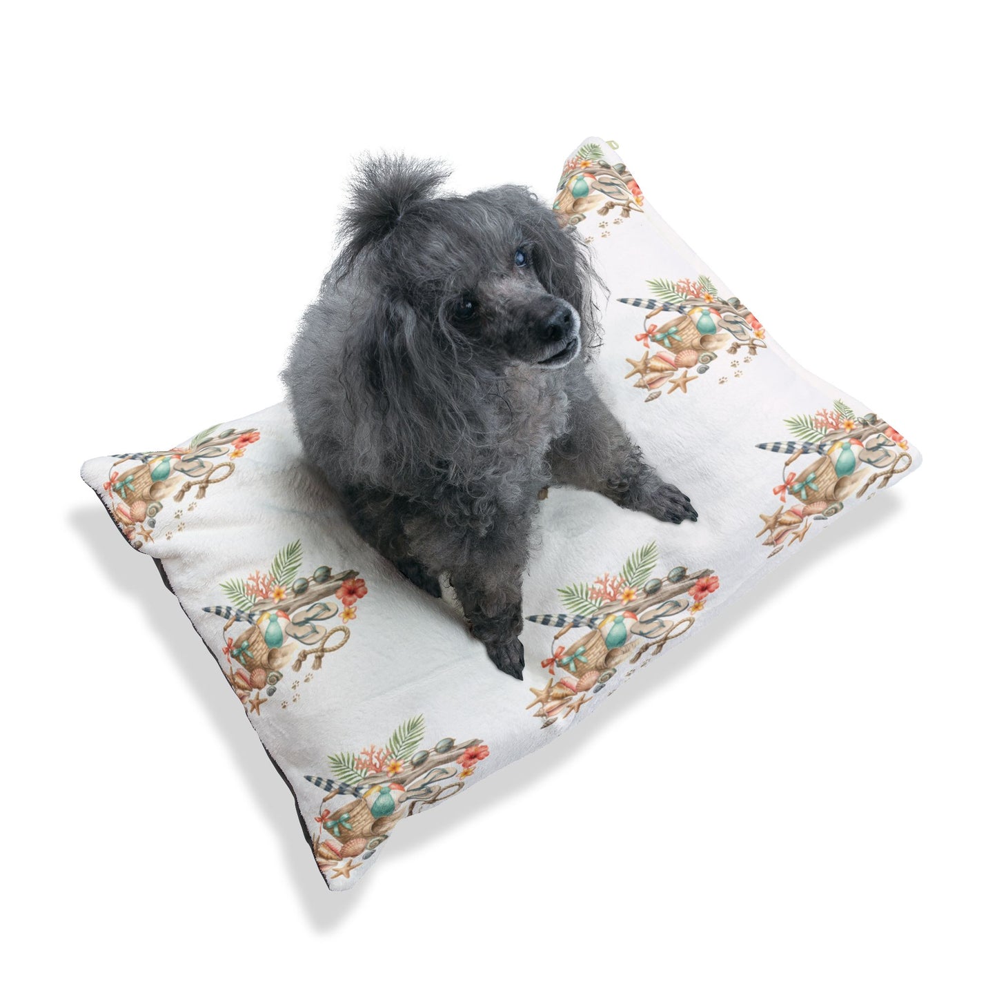 Coastal Seashell Pet Bed – Beachy Aromatic Shell Pattern Cushion for Dogs