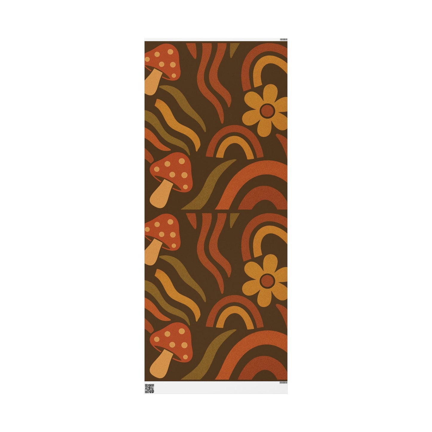 Groovy Retro Mushrooms & Flowers Wrapping Paper – 70s Style Earth Tone Gift Wrap