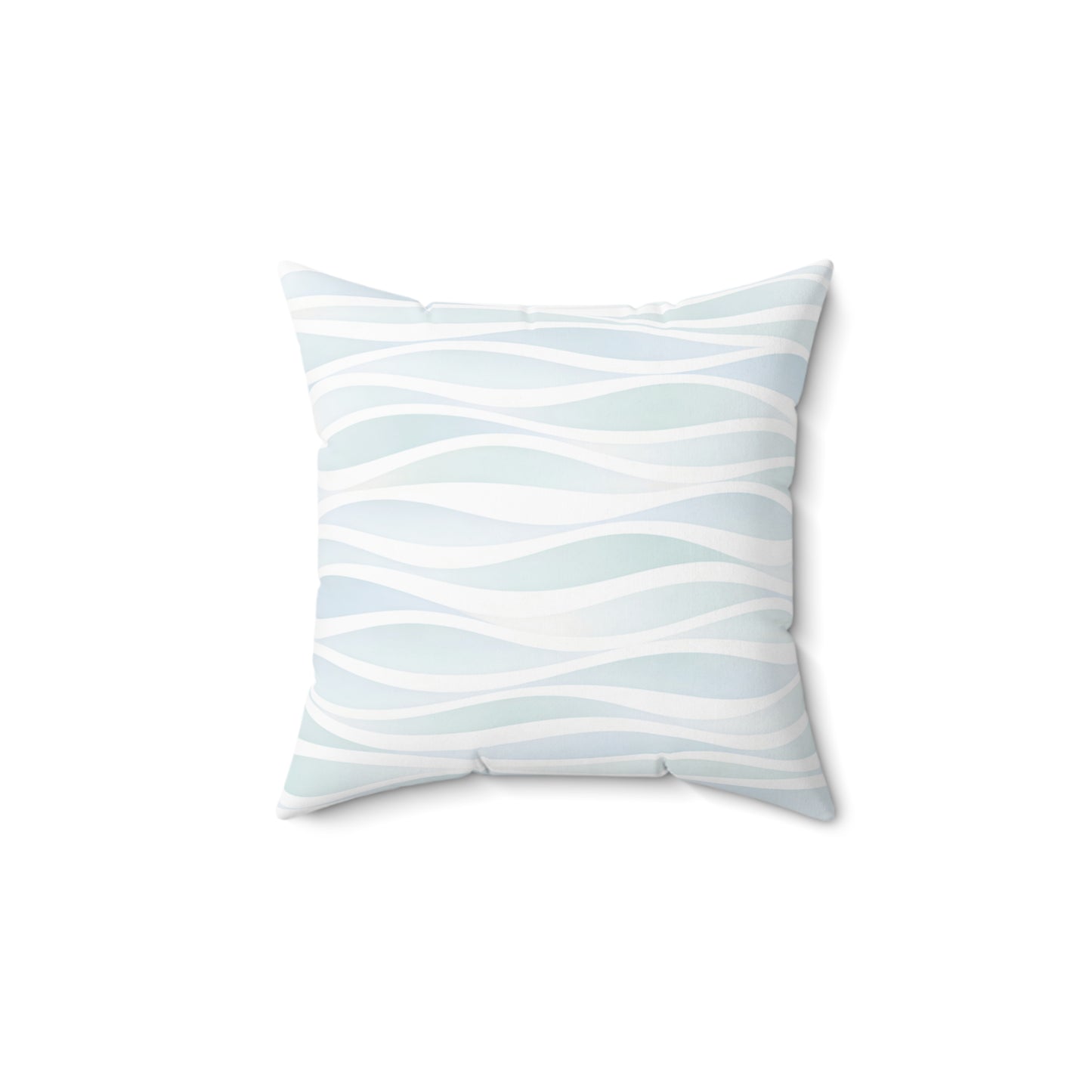 Coastal Wave Square Pillow — Aqua Wavy Stripes Decorative Throw Pillow