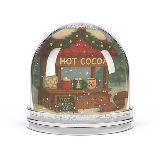 Hot Cocoa Stand Snow Globe – Cozy Holiday Scene with Two-Sided Print