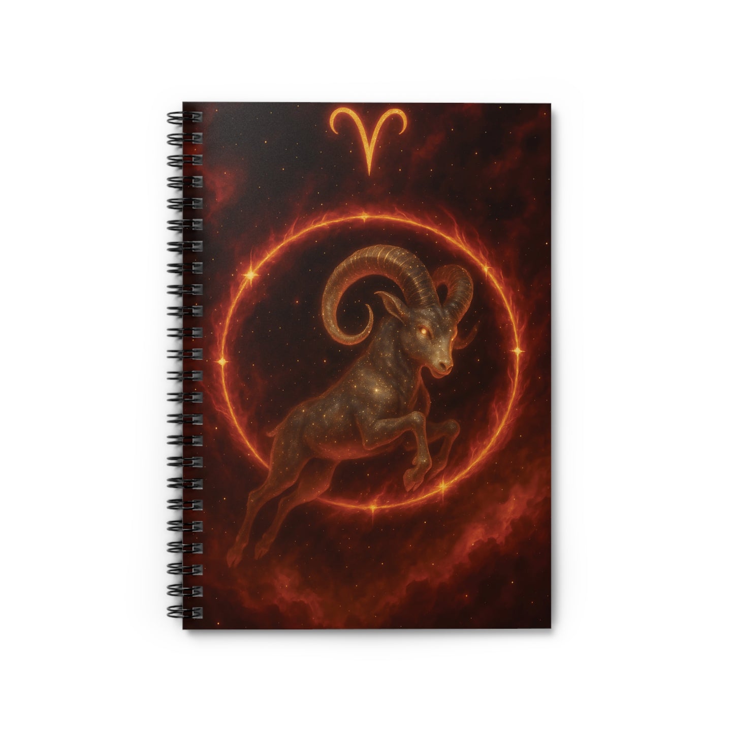 Aries Zodiac Galaxy Spiral Notebook – Celestial Ram Astrology Journal (6" x 8", 118 Pages)