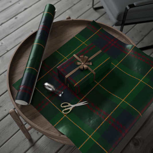 Classic Green Plaid Wrapping Paper – Tartan Check Gift Wrap in Glossy or Matte Finish