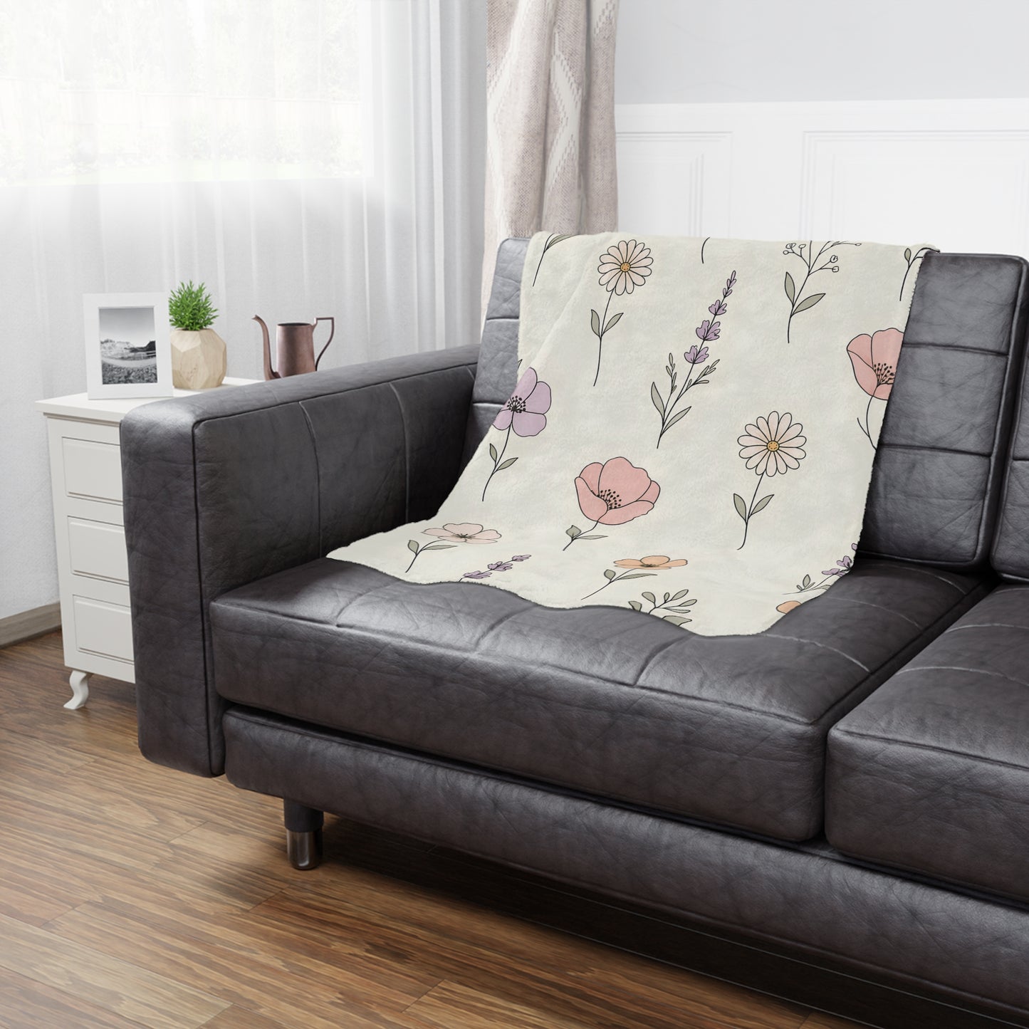 Floral Meadow Minky Blanket – Soft Pastel Wildflower Throw
