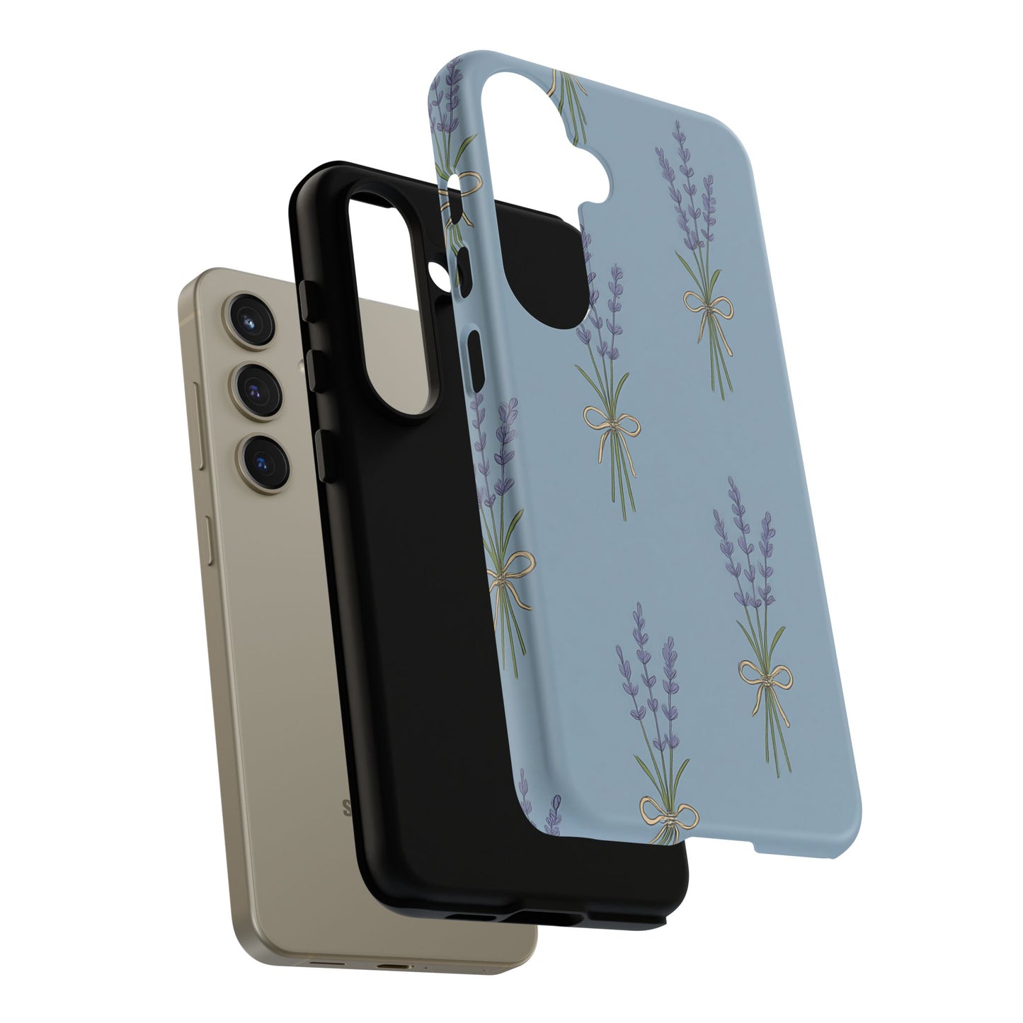 Lavender Bundle Phone Case – Blue Botanical Floral Print with 3D Wrap Design