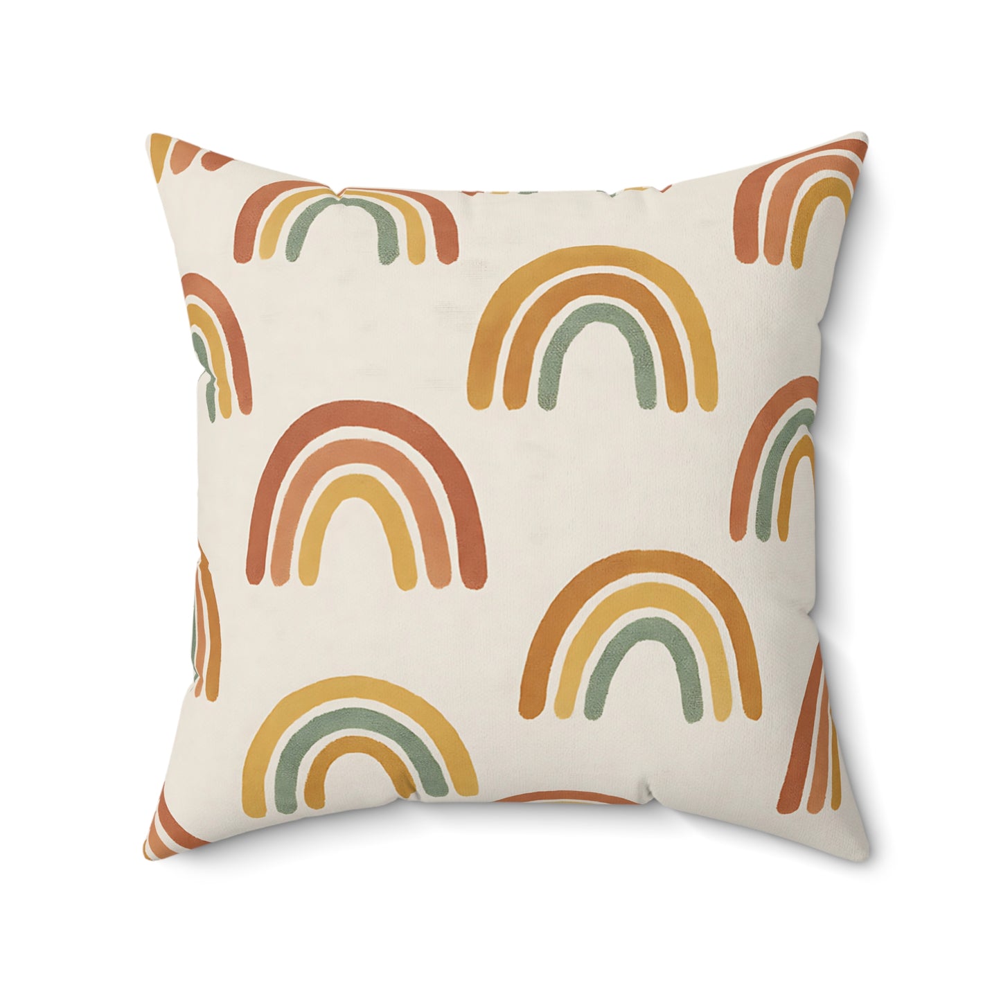 Boho Rainbow Throw Pillow – Double-Sided Decorative Cushion with Earthy Retro Tones