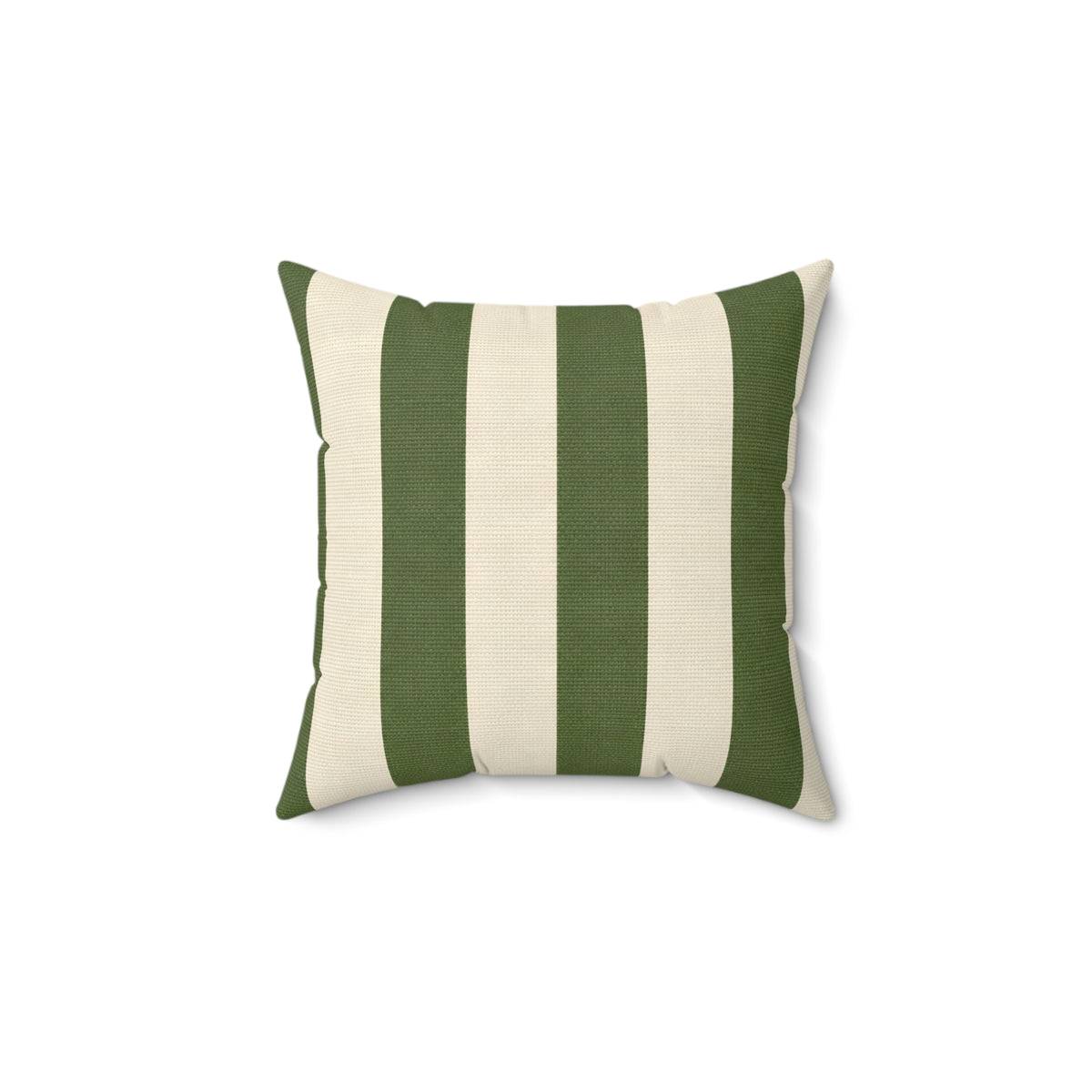 Green and Cream Striped Square Pillow