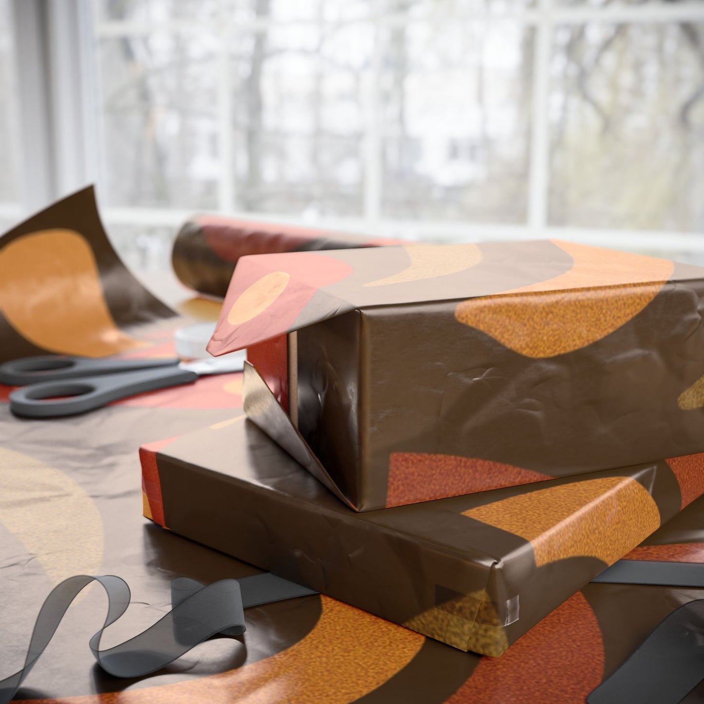Groovy Retro Mushrooms & Flowers Wrapping Paper – 70s Style Earth Tone Gift Wrap