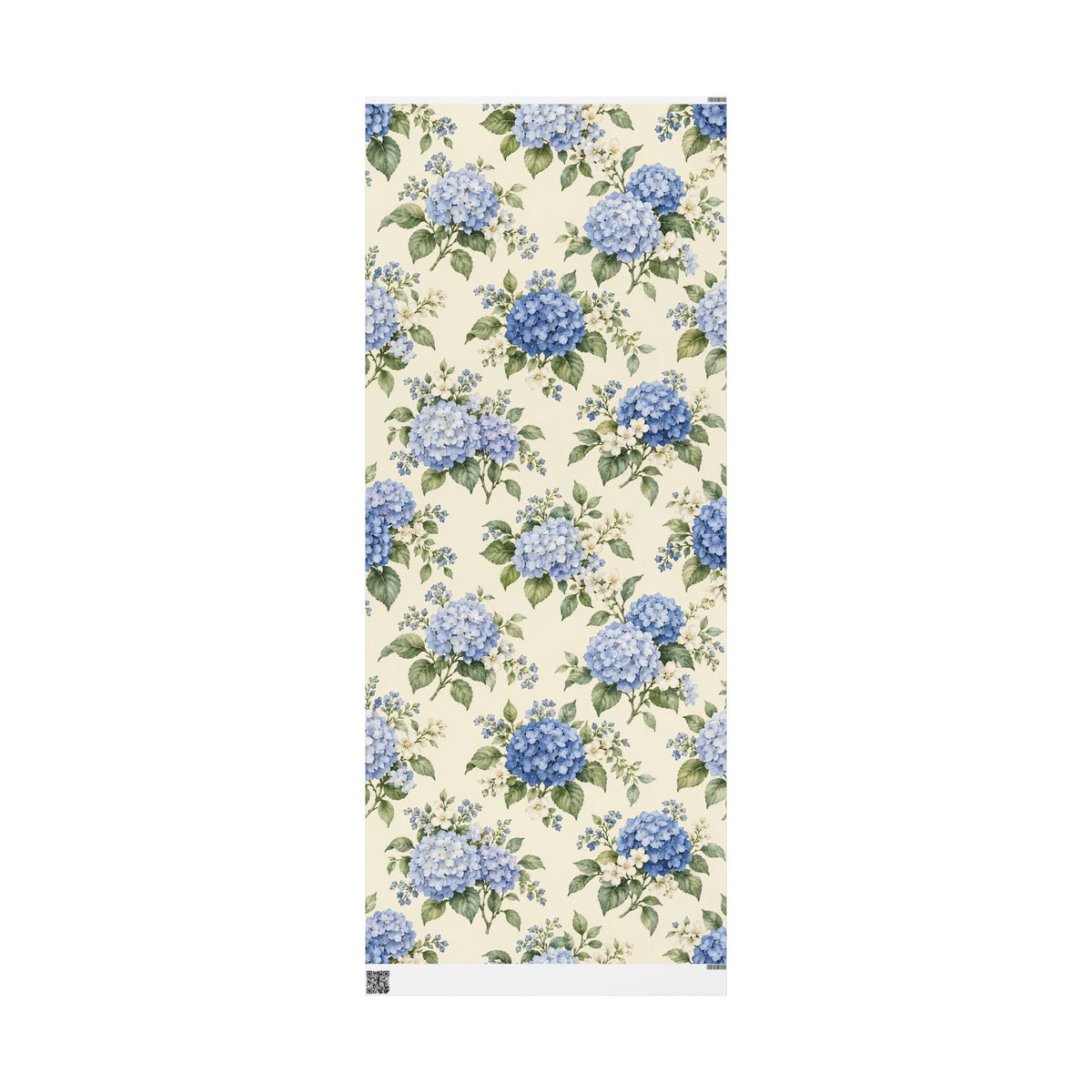 Floral Hydrangea Wrapping Paper Roll — Blue Vintage Flower Gift Wrap