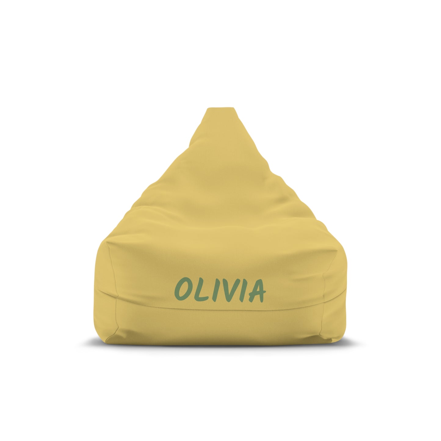 Personalized Bean Bag Cover — Yellow Kids Chair with Name "Olivia"