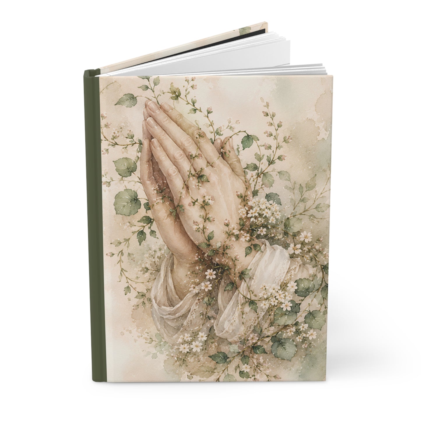 Prayer Hands Hardcover Journal — Floral Spiritual Devotional Notebook