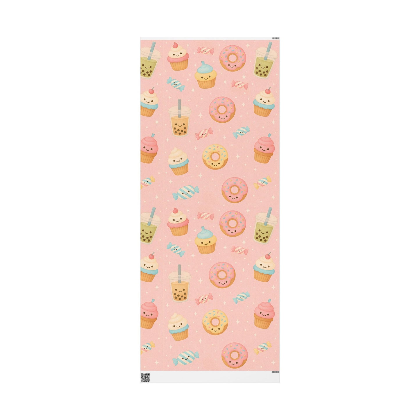 Sweet Treats Kawaii Wrapping Paper – Donuts, Boba, Cupcakes & Candy on Pink