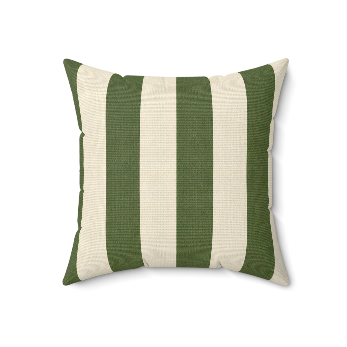 Green and Cream Striped Square Pillow