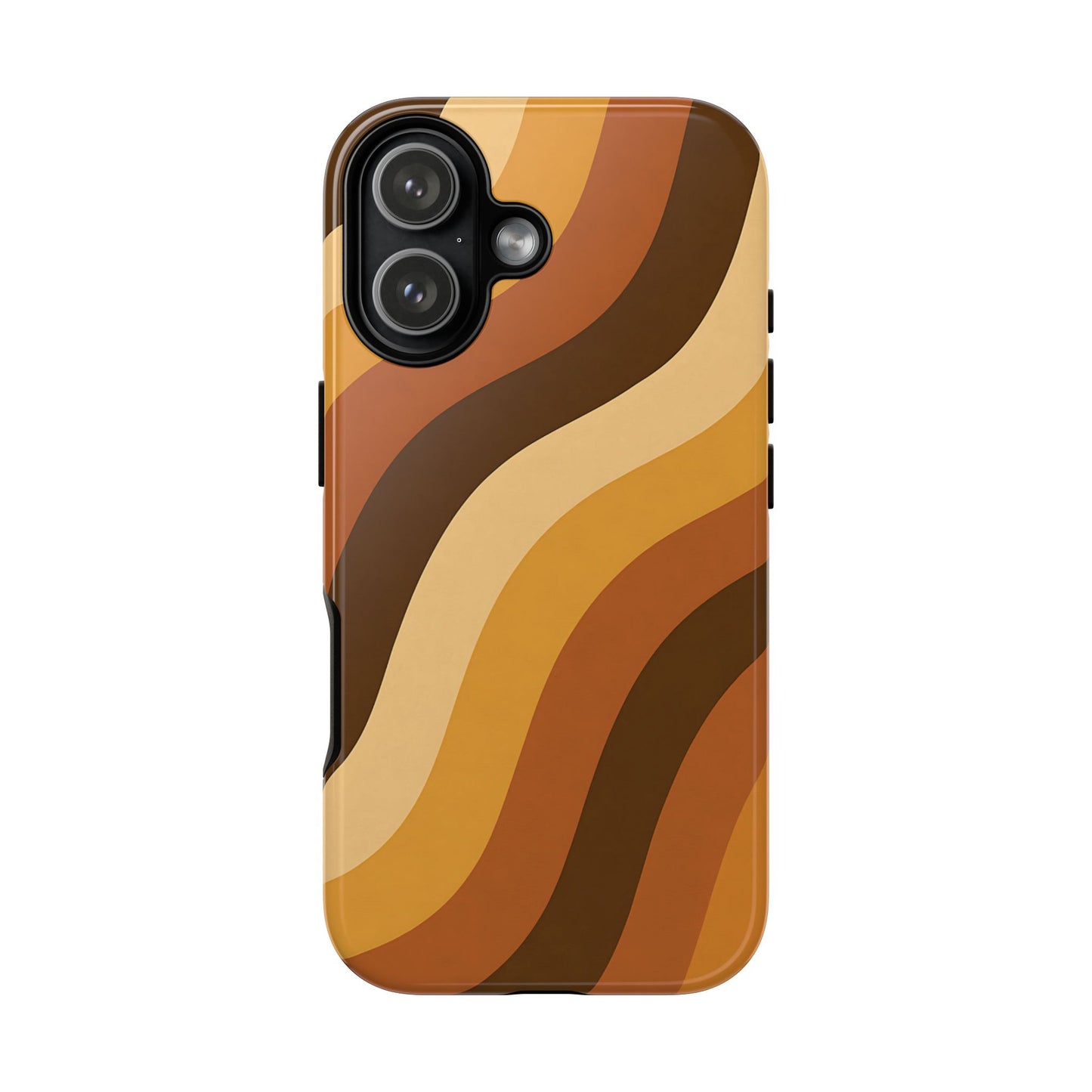 Retro Wave Stripes iPhone Case – 70s-Inspired Earth Tone Swirl Design