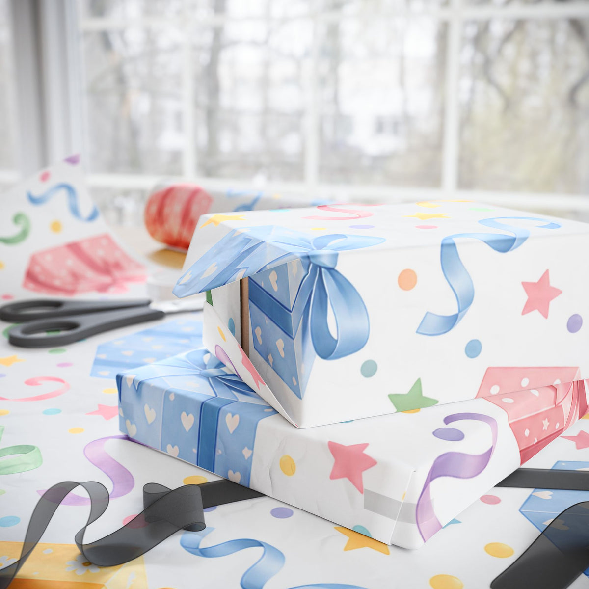 Birthday Confetti Gift Wrap — Colorful Party Wrapping Paper Roll