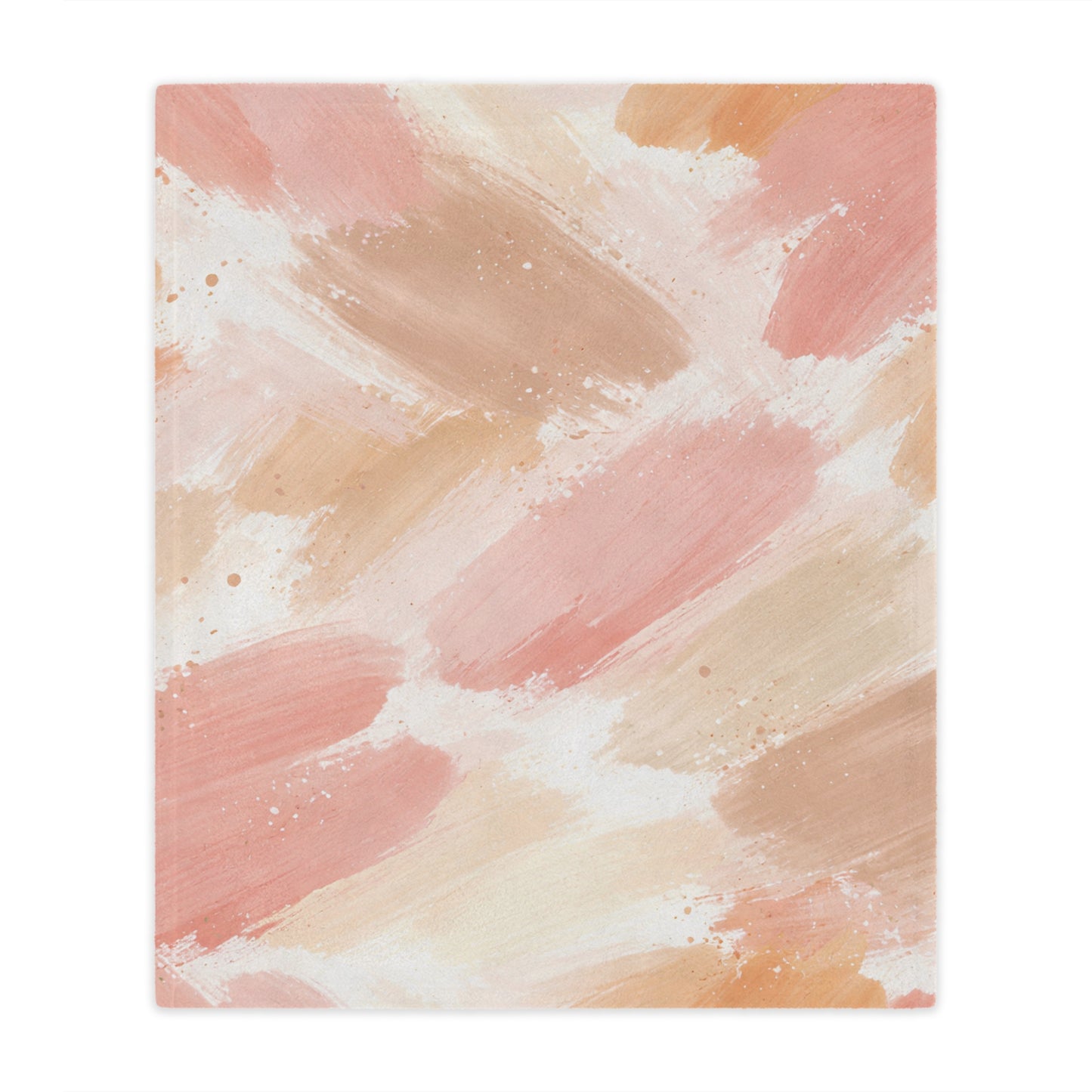 Abstract Blush Minky Blanket — Soft Pink & Beige Brushstroke Throw