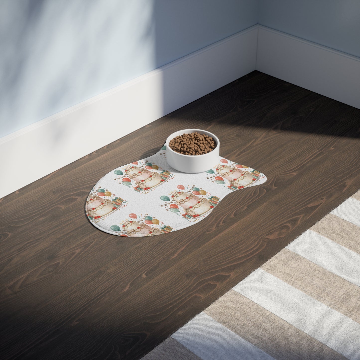 Birthday Cake Pet Feeding Mat — Festive Non-Slip Placemat for Dogs
