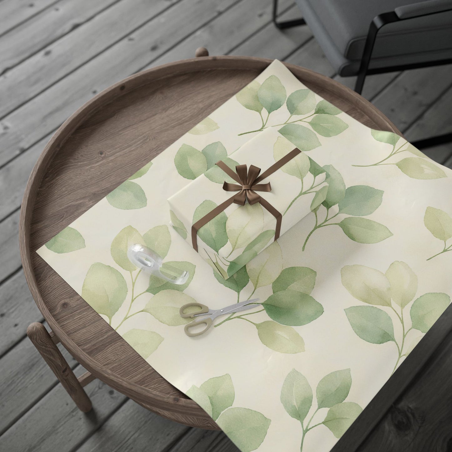 Eucalyptus Watercolor Wrapping Paper Roll — Botanical Gift Wrap for Weddings, Birthdays & Eco-Friendly Presents