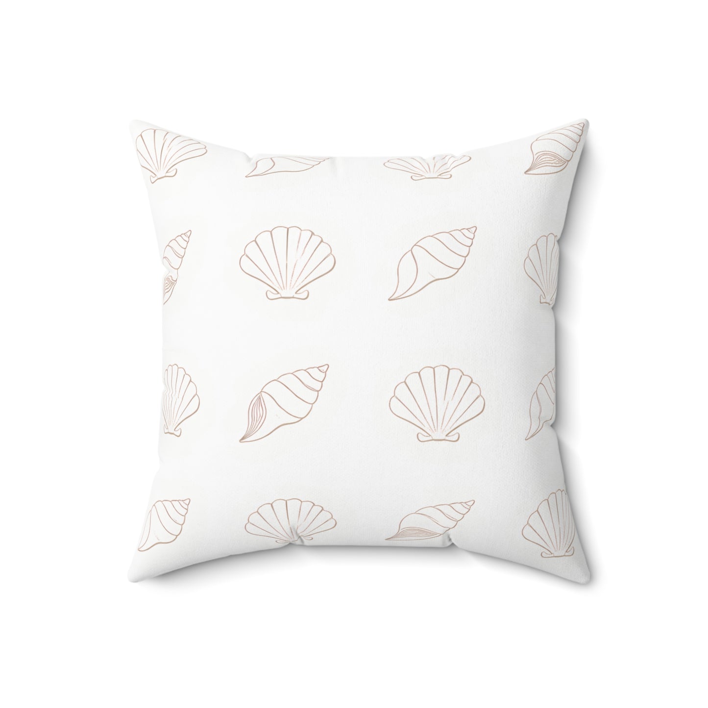 Coastal Seashell Pattern Square Throw Pillow — Soft Pastel Beach Decor