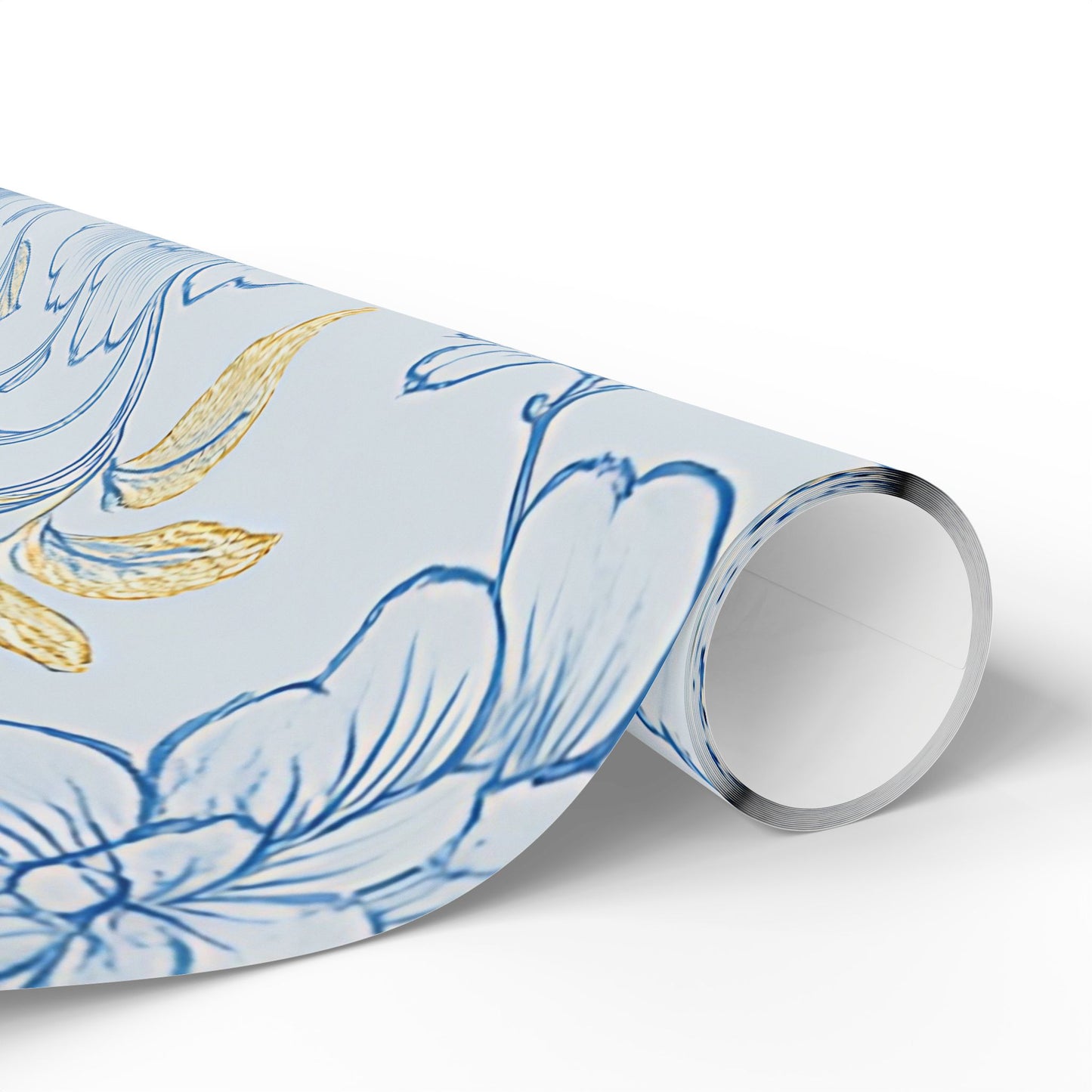 Blue Bird & Floral Wrapping Paper – Elegant Nature-Inspired Gift Wrap in Glossy or Matte Finish