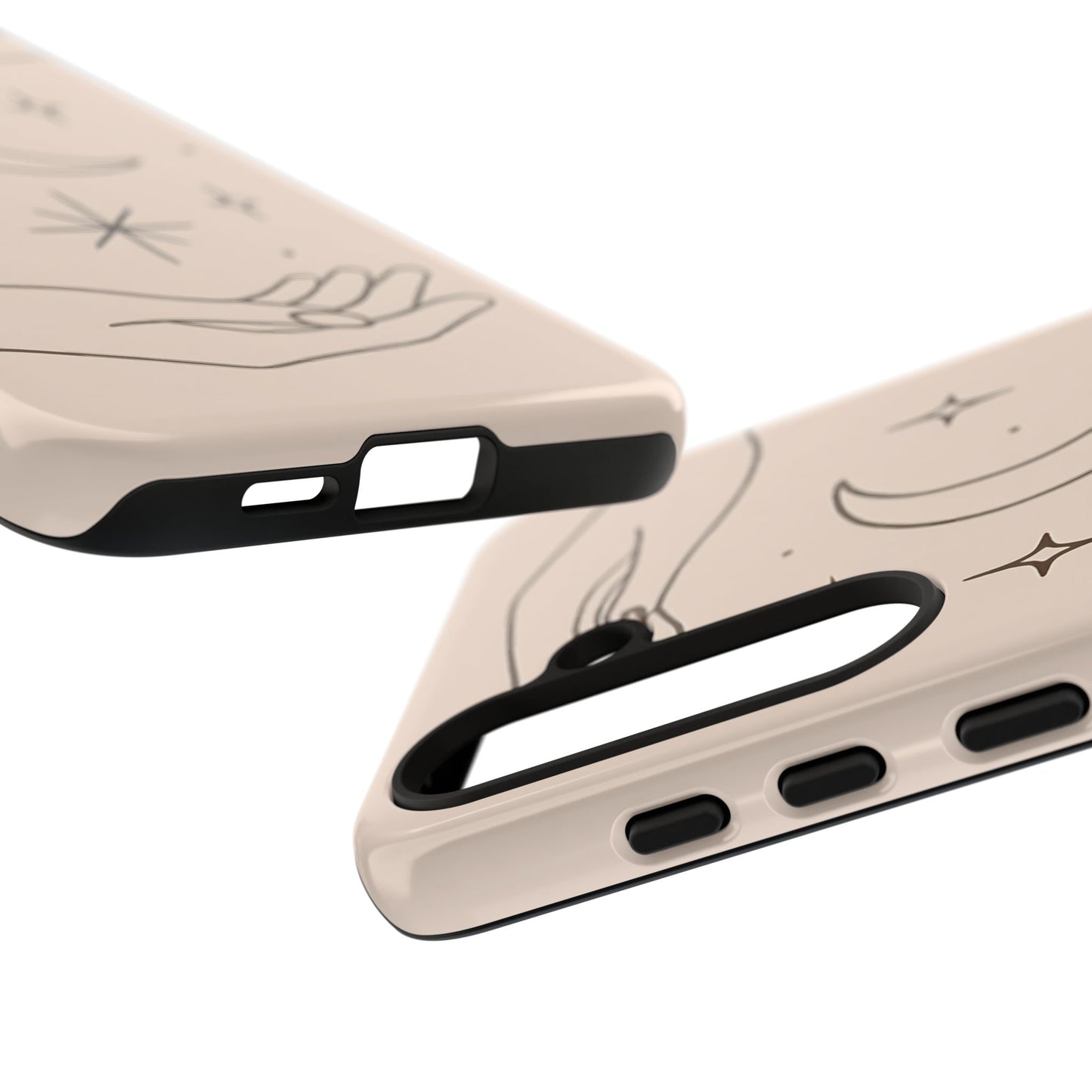 Mystic Minimalist Hands & Moon Phone Case – Celestial Line Art Design