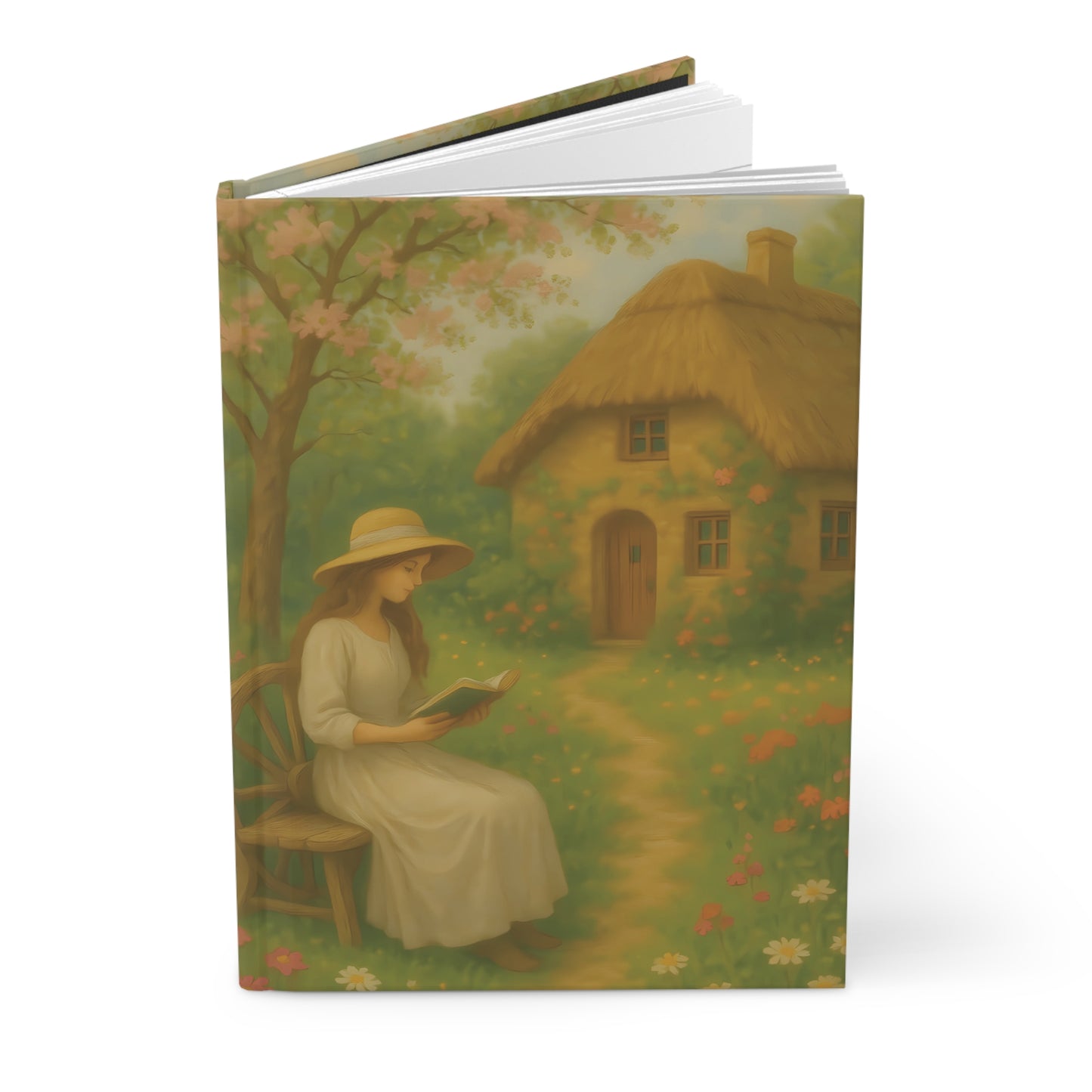 Cottage Garden Reader Hardcover Journal – Peaceful Vintage-Inspired Writing Notebook