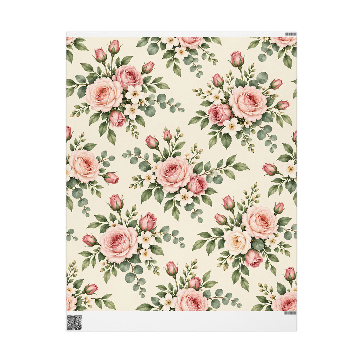 Floral Rose Wrapping Paper Roll — Vintage Pink Garden Gift Wrap