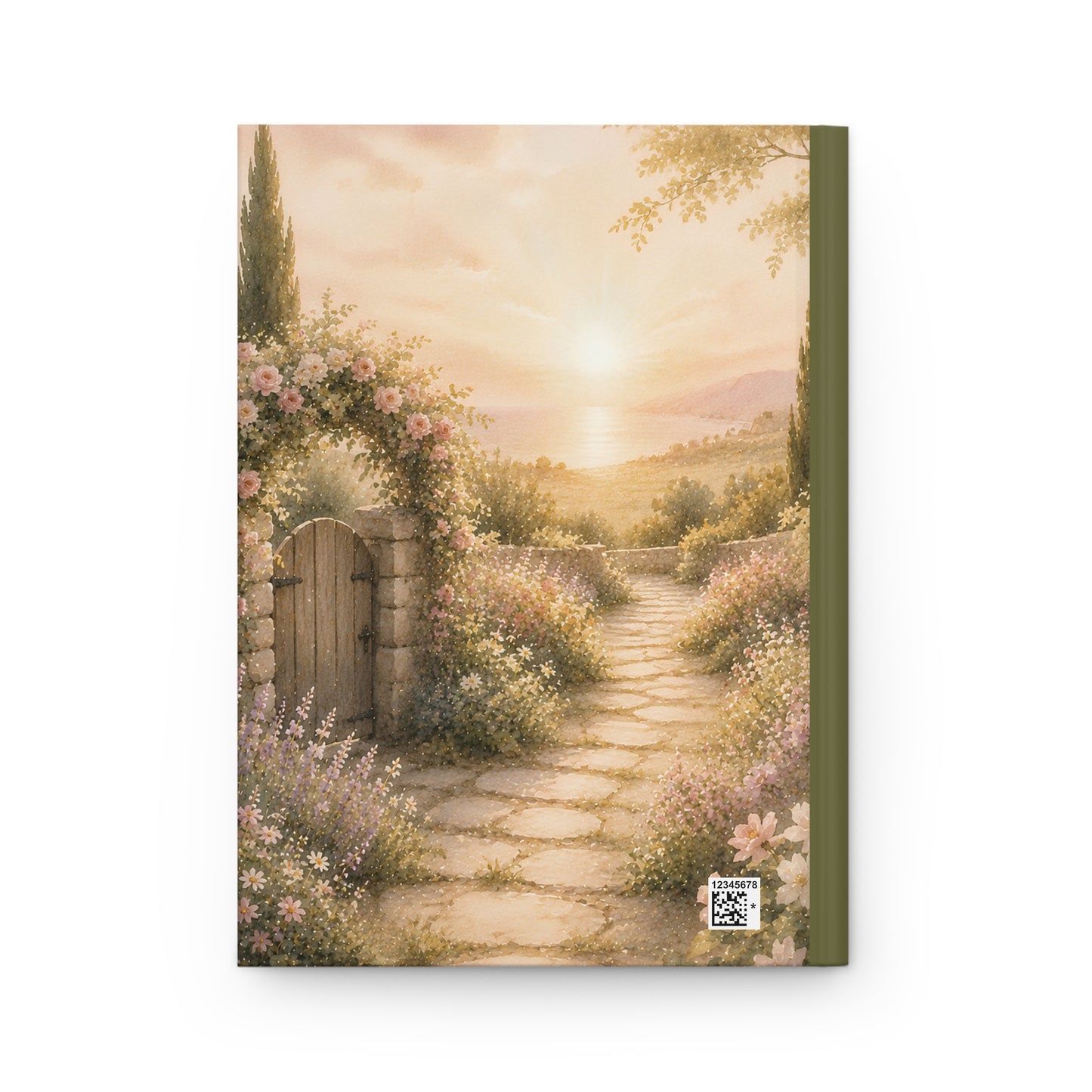 Sunset Garden Path Hardcover Journal — Floral Cottage Nature Notebook