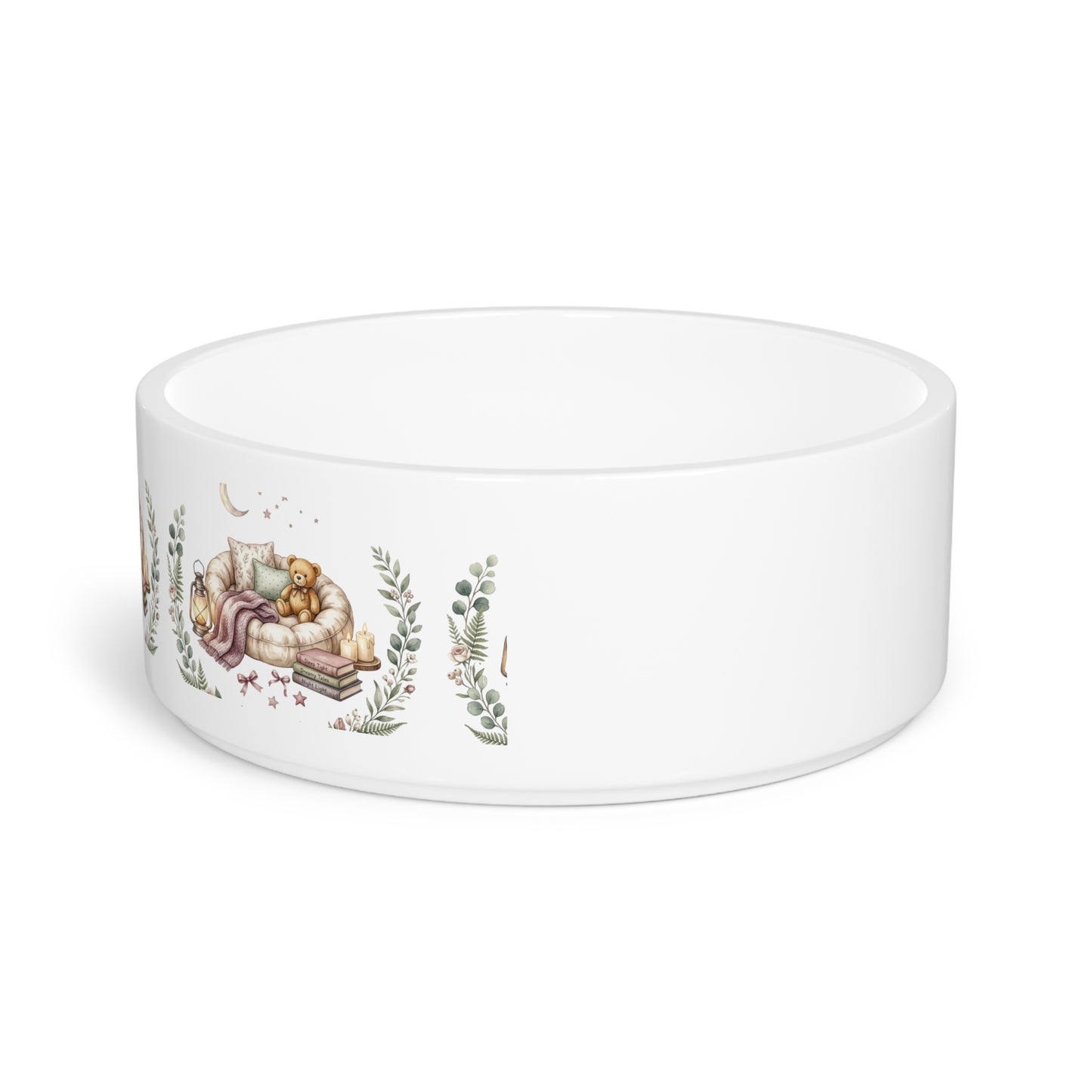 Ceramic Pet Bowl — Cozy Floral Design