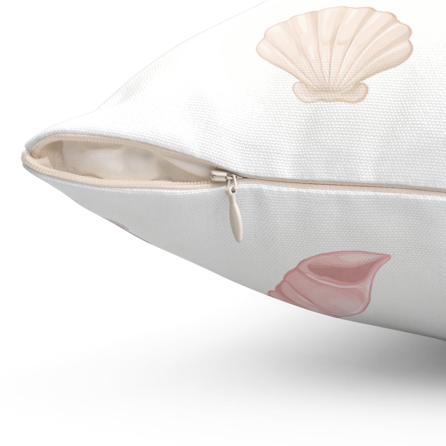 Pastel Seashell Throw Pillow — Coastal Decorative Square Pillow