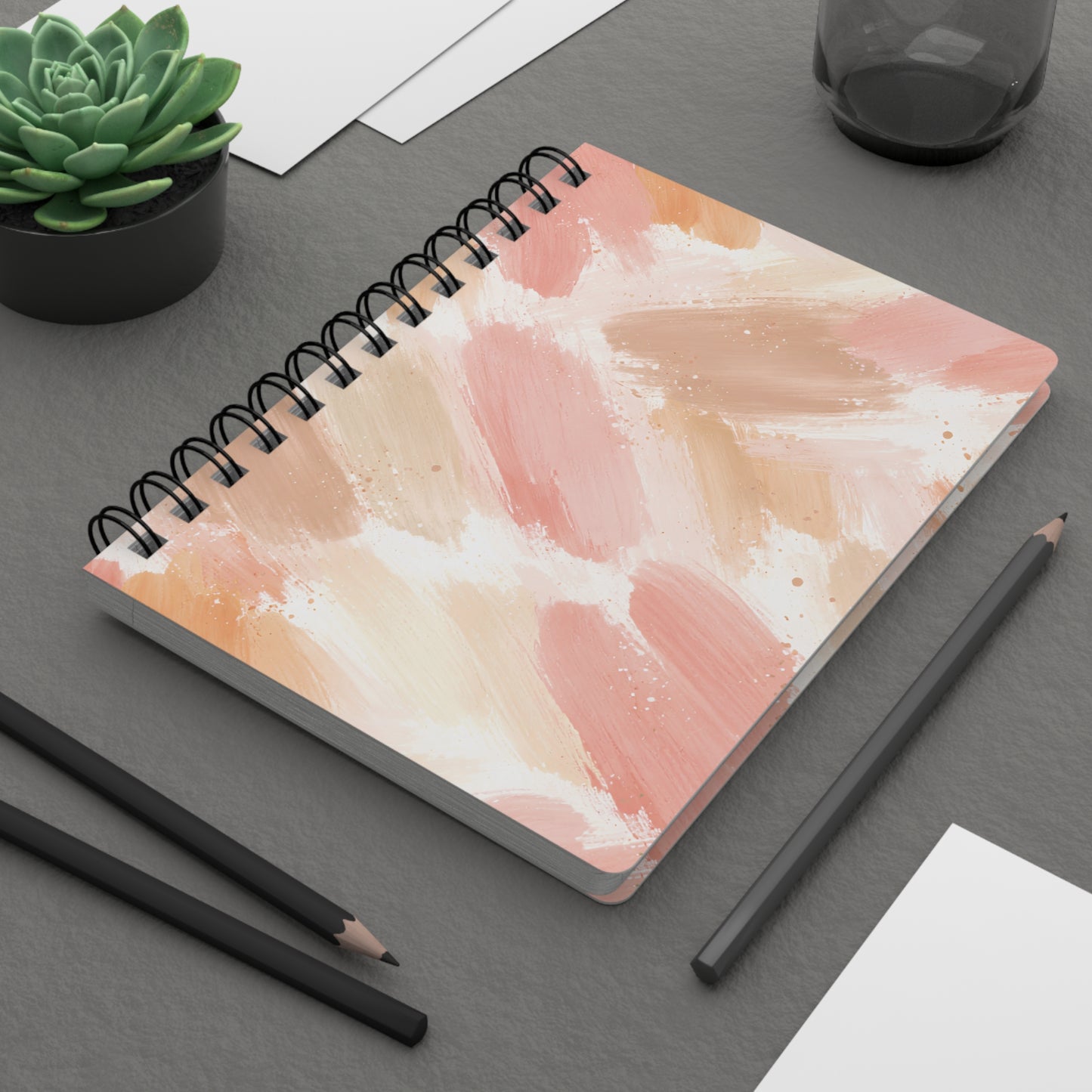 Blush Brushstroke Spiral Journal