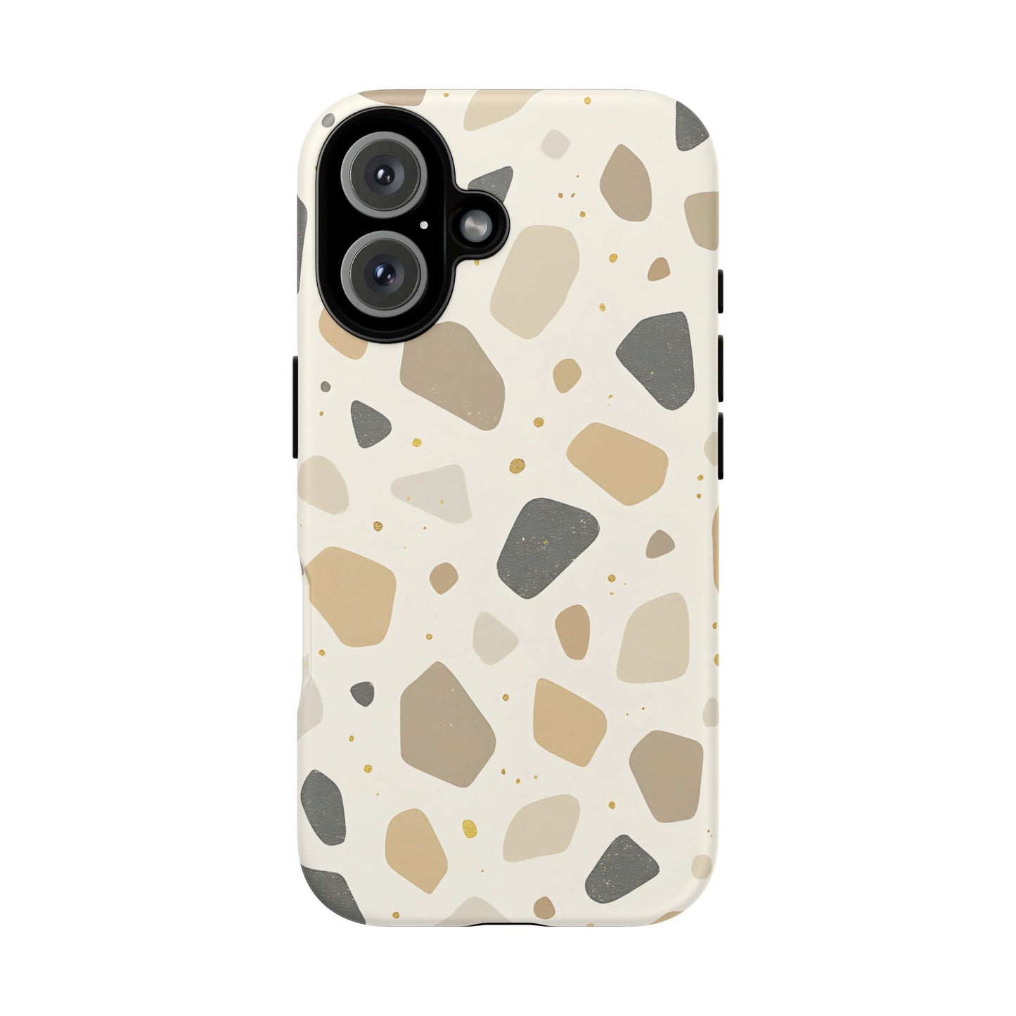 Neutral Terrazzo Pattern iPhone Case – Earthy Stone-Inspired Protective Cover