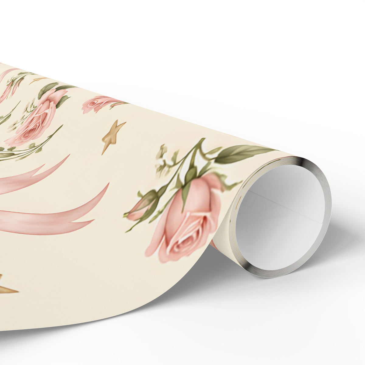 Vintage Ballet Floral Wrapping Paper Roll — Pink Shoes & Roses Gift Wrap