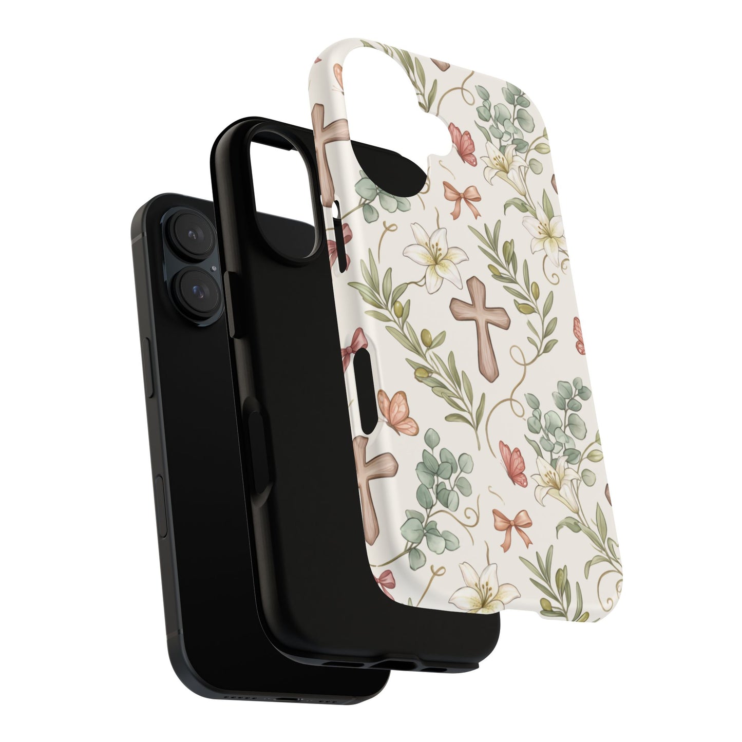 Floral Cross Tough Phone Case – Faith-Inspired Protective iPhone Cover