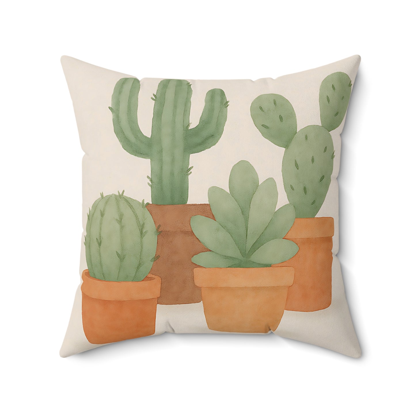 Desert Cactus Throw Pillow - Watercolor Succulent Plant Design